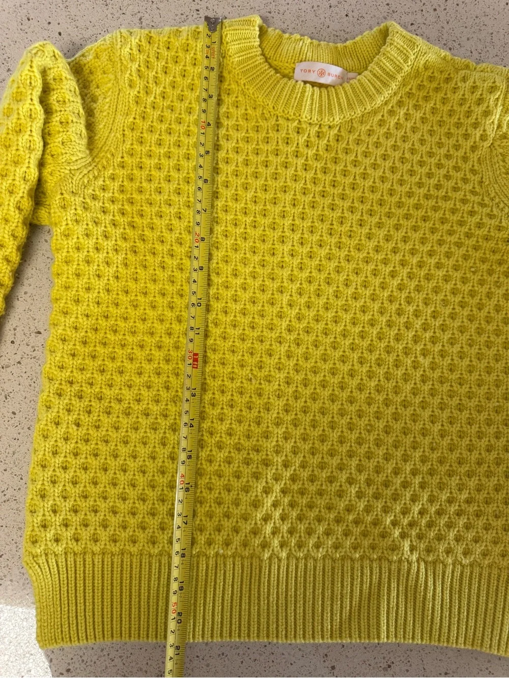 Tory Burch Honeycomb Knit Crewneck Sweater in Yellow